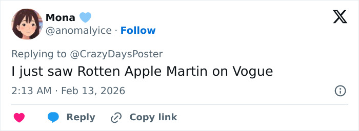 Screenshot of a tweet mentioning Apple Martin, related to Gwyneth Paltrow's 'Nepo Baby' cosmetic procedures reveal. Screenshot of a tweet mentioning Apple Martin, related to Gwyneth Paltrow's 'Nepo Baby' cosmetic procedures reveal.