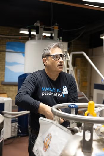 James Aramini prepares liquid nitrogen.