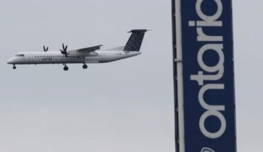 Porter flight from Edmonton loses traction, slides off taxiway at Hamilton airport