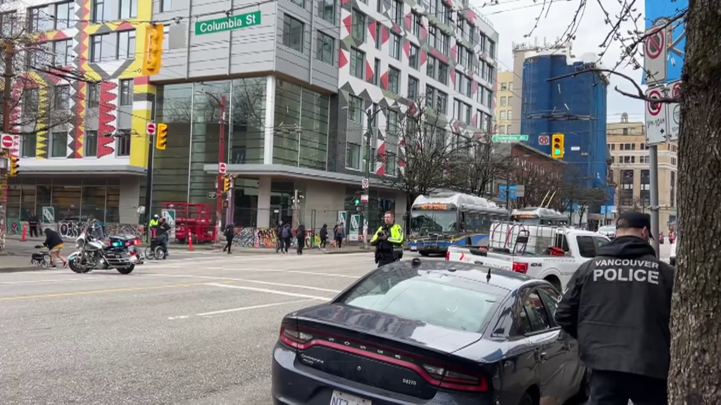 Columbia Street closed after driver strikes pedestrian in Vancouver