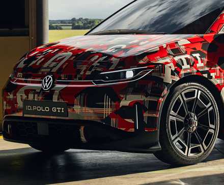 2027 Volkswagen ID. Polo GTI Front End Closeup with Camouflage