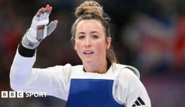 Jade Jones waves at the 2024 Paris Olympics