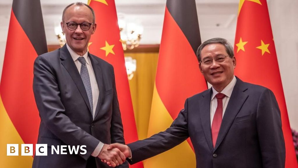 German chancellor lands in Beijing for inaugural China trip - BBC