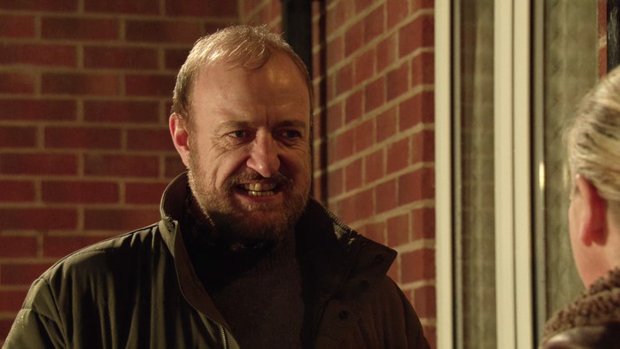 25_02_coro_mal_bernie_02 Mal looks angry in a scene from Coronation Street