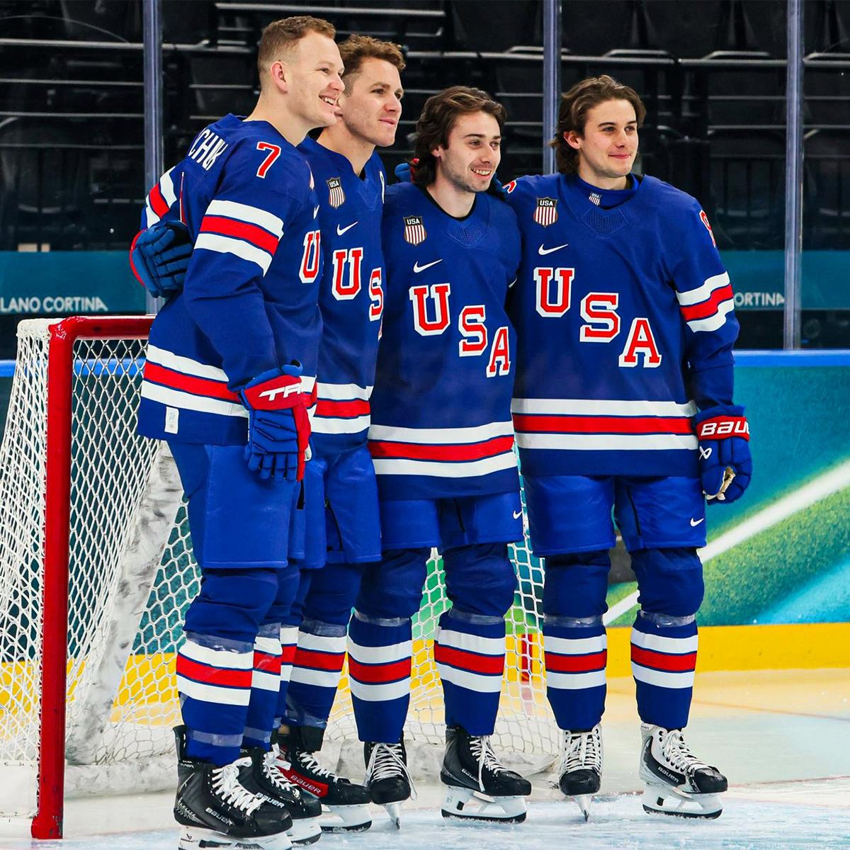 Quinn Hughes, Jack Hughes, Brady Tkachuk, Matthew Tkachuk, Team USA