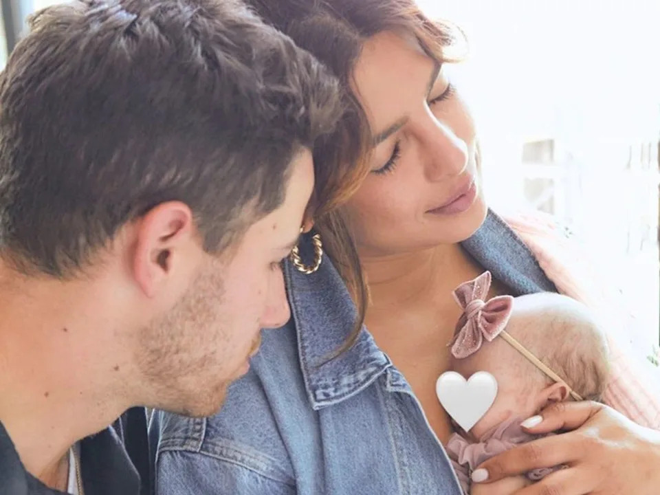 Nick Jonas and Priyanka Chopra Jonas with their daughter Malti Nick Jonas/Instagram