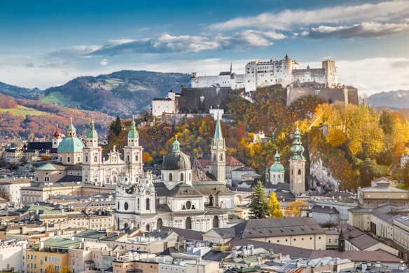 Hohensalzburg Fortress looms over the Austrian city of Salzburg, the starting point for an epic 415 kilometre e-bike ride.