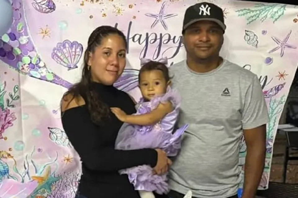Amalia, who was allegedly denied medication by ICE officers, with her parents Courtesy of Elora Mukherjee