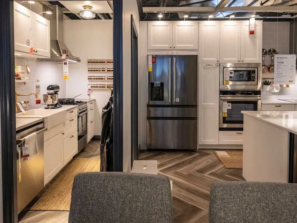 The Punjabi kitchen vignette at Edmonton’s Ikea store. It includes a spice kitchen, on the left.