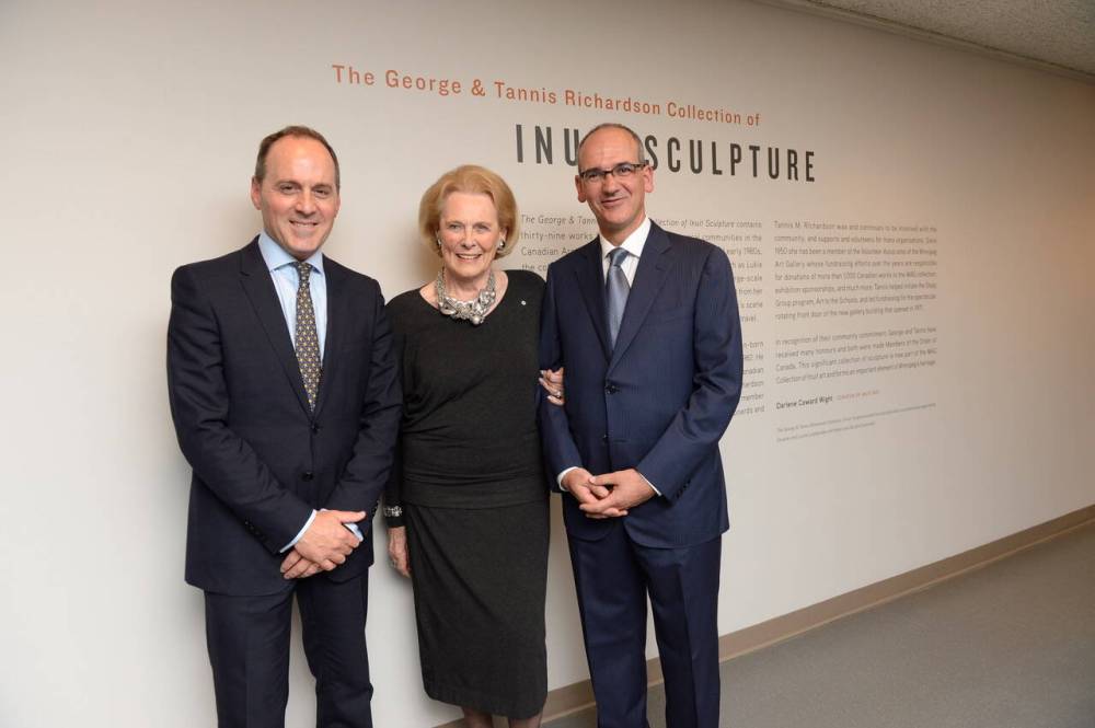 Supplied
(Left to right) Stephen Borys, Tannis Richardson and Ernest Cholakis marking the donation and exhibition of the George & Tannis Richardson Collection of Inuit Sculpture during Borys’ directorship.