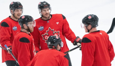 Tom Wilson practises on Canada’s top line with Connor McDavid, Macklin Celebrini