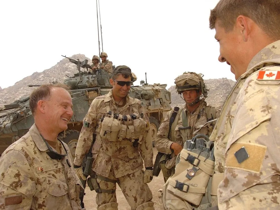 APRIL 24, 2006 — Brigadier General David Fraser Regional Command South Commander visits the troops stationed in Gumbad during his visit to the region a Shura (meeting) with village elders will be held in the local village.