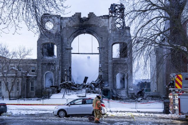 Historic Montreal church destroyed by fire; flames spread to adjacent retirement home