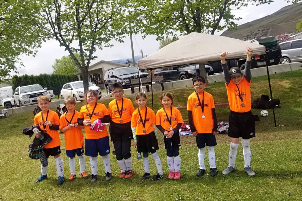 South Cariboo Minor Soccer Association players celebrate in May 2022. The league is now looking for coaches and referees for the 2026 season, as well as volunteers willing to help out at special events. (South Cariboo Minor Soccer)