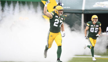 Lacombe native Tanner Green has announced his retirement from professional football. (Photo by Dale MacMillan/Edmonton Elks)
