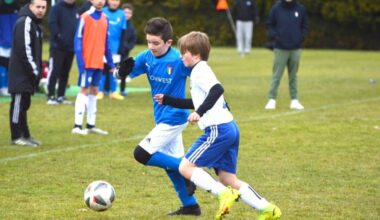 A Surrey Mayor&rsquo;s Cup soccer game at Newton Athletic Park in March 2022. The Surrey FC-hosted annual tournament involves close to 300 teams at multiple soccer pitches across Surrey. (File photo)
