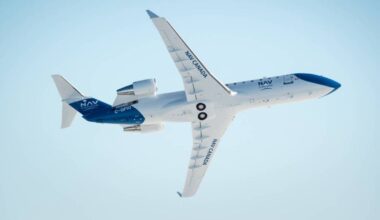 A NAV Canada Bombardier CRJ-200 flight inspection aircraft	is scheduled to carry out low-level passes over Nanaimo Harbour Tuesday morning, Feb. 17. (Image: Copyright NAV Canada)