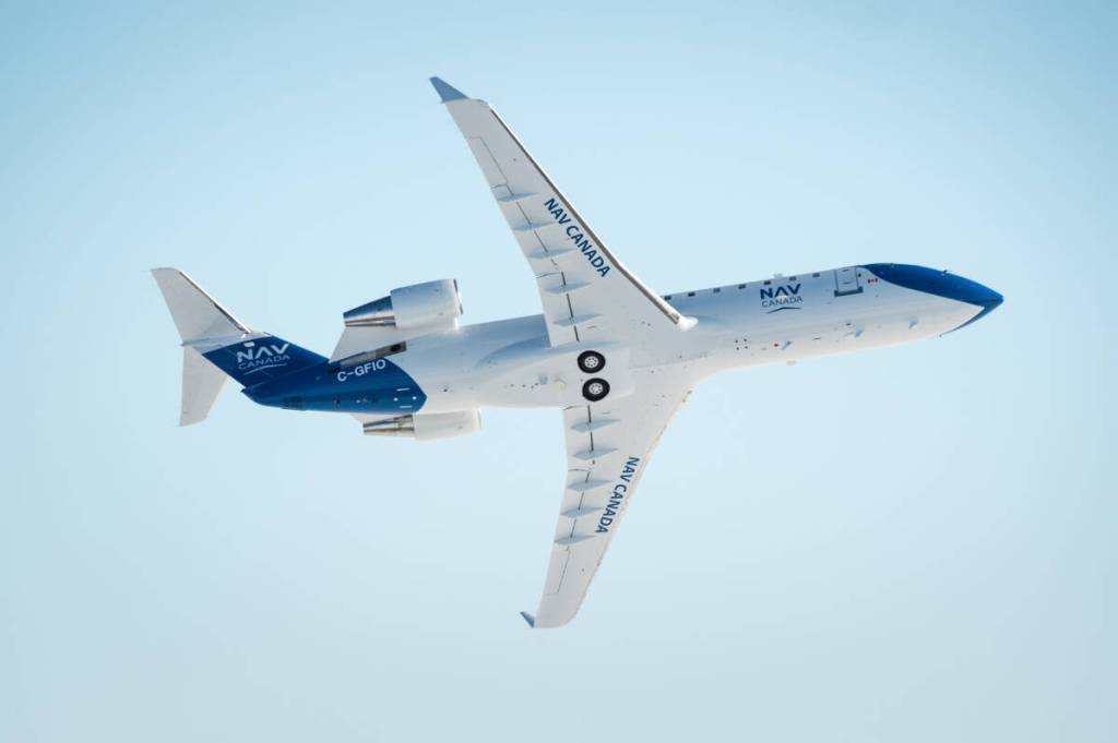 A NAV Canada Bombardier CRJ-200 flight inspection aircraft	is scheduled to carry out low-level passes over Nanaimo Harbour Tuesday morning, Feb. 17. (Image: Copyright NAV Canada)