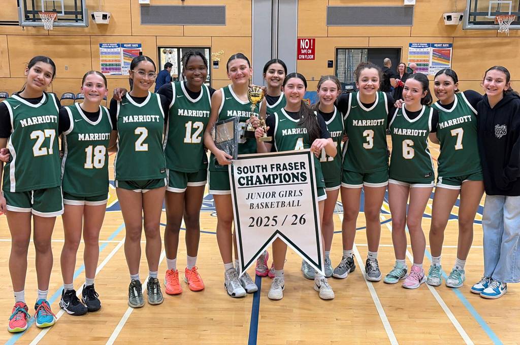 The Earl Marriott Secondary junior girls basketball team won the South Fraser Championships Thursday (Feb. 12). (Contributed to Peace Arch News)