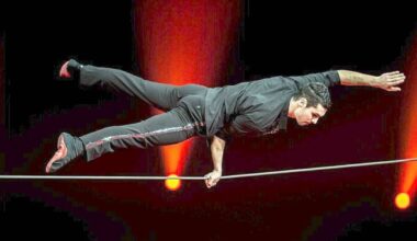 Geoffrey Berhault is a second-generation circus performer specializing in the tight-wire. Part of the Europa Super Circus, Berhault combines dance, jumps, and flips on a 10 mm cable. (Image via supercircus.com)