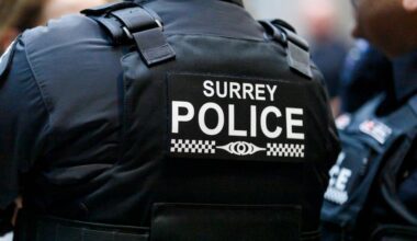A Surrey Police officer in a file photo. The Surrey Police Union is raising &lsquo;urgent concerns&rsquo; about a proposed police budget agreed upon by the city and the police board, saying it would require staff reductions. (Anna Burns/Surrey Now-Leader files)