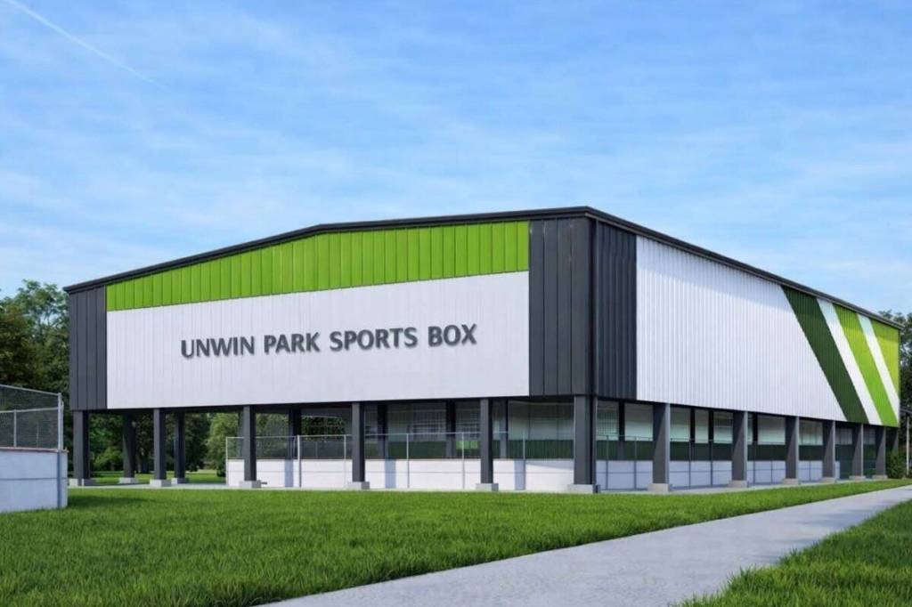Artist&rsquo;s concept of multi-sport covered box project for Unwin Park in Newton. (surrey.ca)