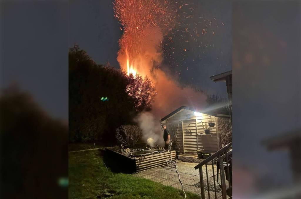 A Surrey resident is speaking up about illegal fireworks after an early Saturday-morning fire threatened her home. (Facebook photo)