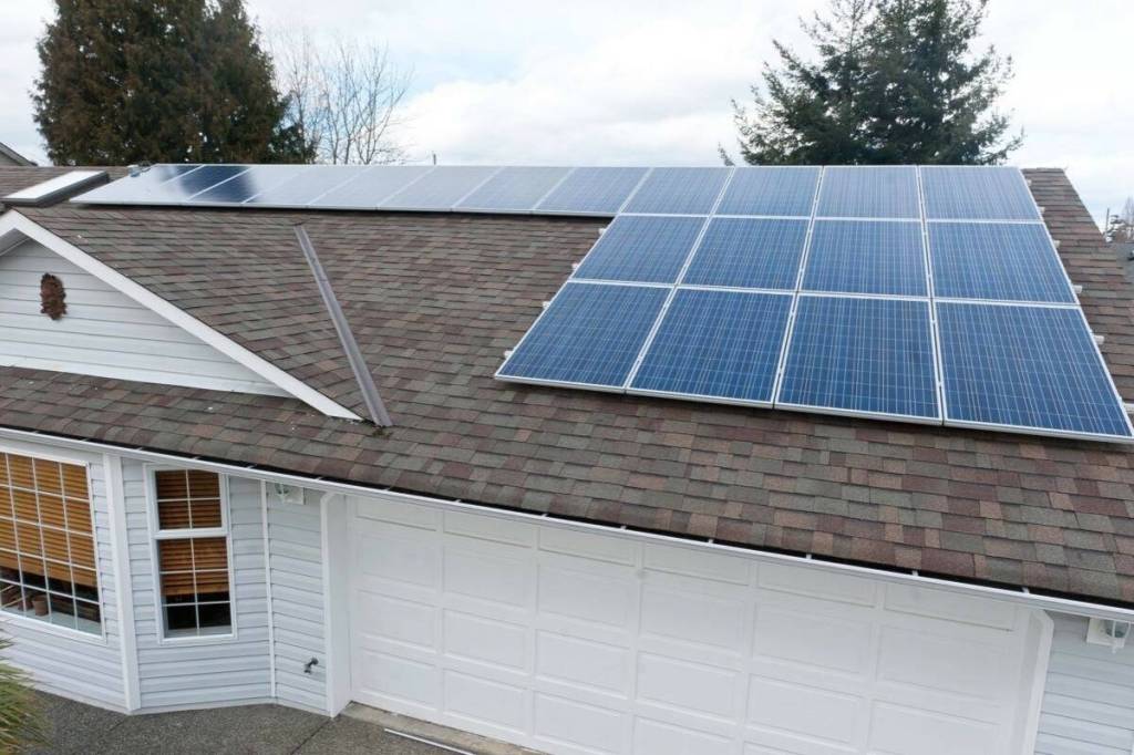 Solar panels on a home&rsquo;s roof. (Black Press Media file photo)