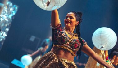Performers on stage in a Raga Echoes company production. (Contributed)