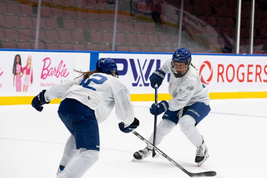 Jenn Gardiner during the Vancouver Goldeneyes practice at the Pacific Coliseum in Vancouver on Friday, Feb. 27, 2026. (Anna Burns/ Surrey Now-Leader)