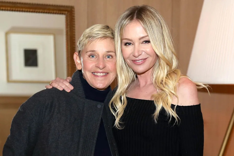 Ellen DeGeneres and Portia de Rossi in March 2022. Kelly Sullivan/Getty