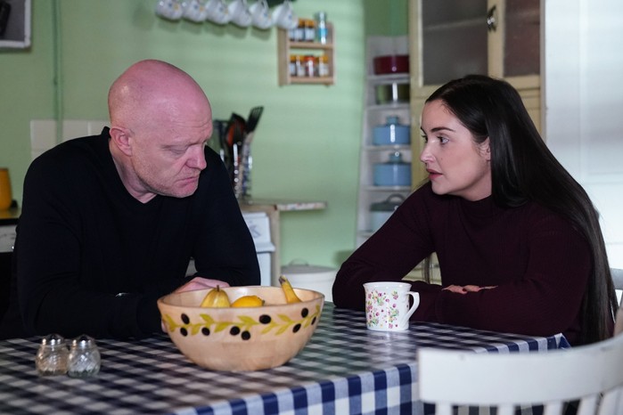 550373,TITLE:Eastenders Max and Lauren sat around a dining table in her kitchen in a scene from EastEnders