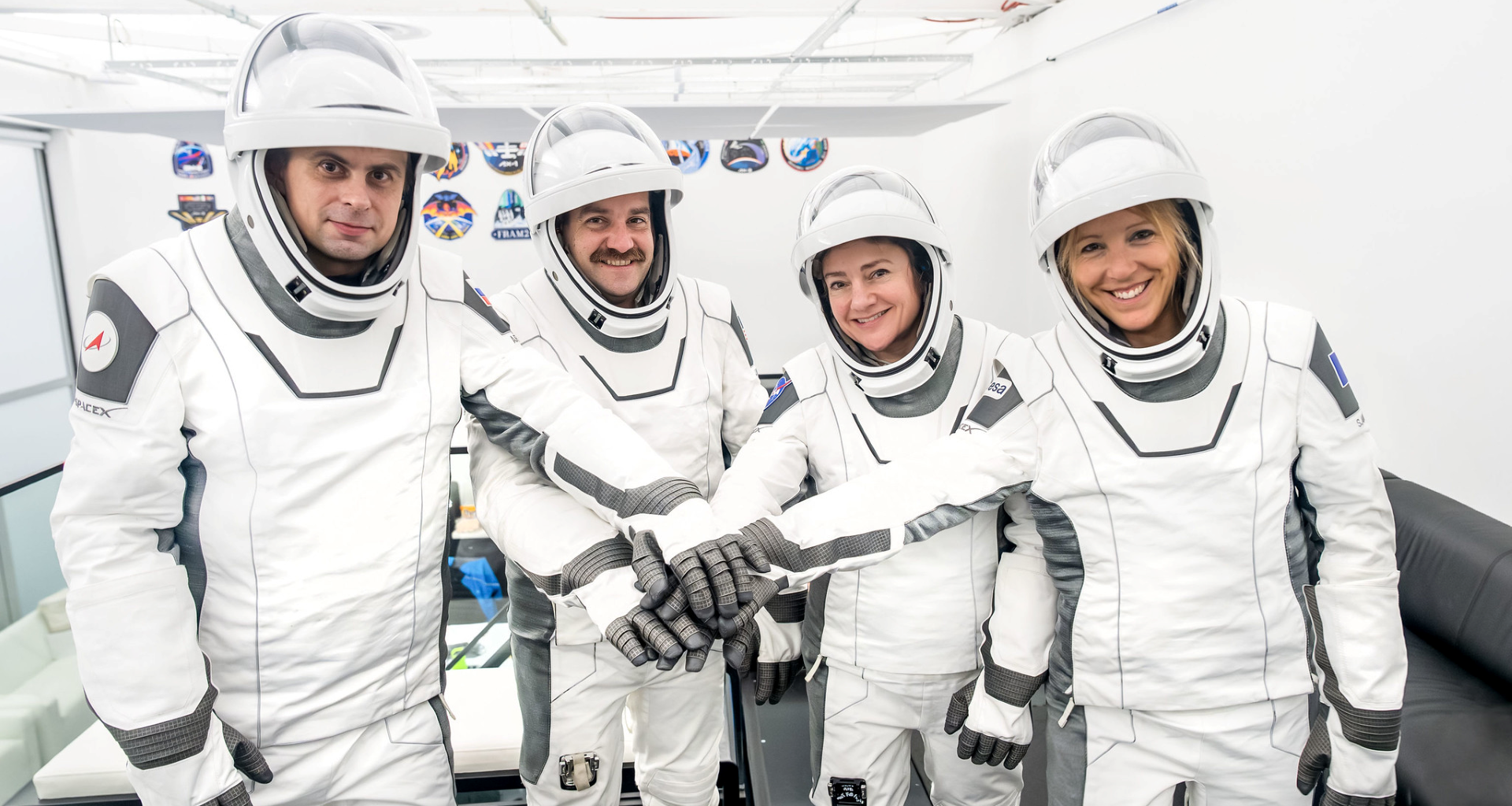Pictured from left: Roscosmos cosmonaut Andrey Fedyaev, NASA astronauts Jack Hathaway and Jessica Meir, and ESA astronaut Sophie Adenot. Credit: NASA