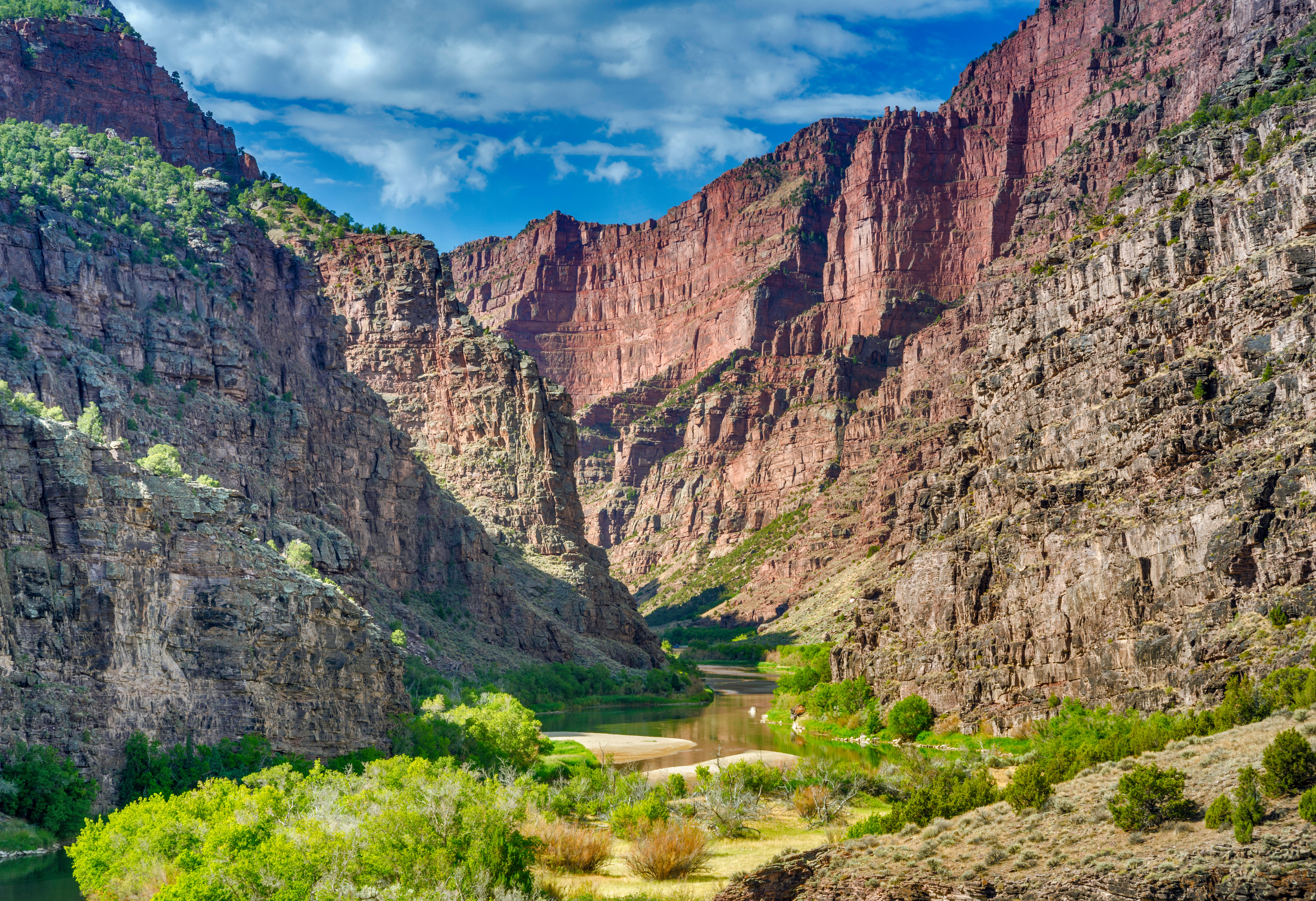 Entrance to the Canyon of Lodore with the Green River flowing through it.