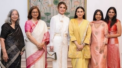 Karisma Kapoor with Queen Rania of Jordan and Isha Ambani.
