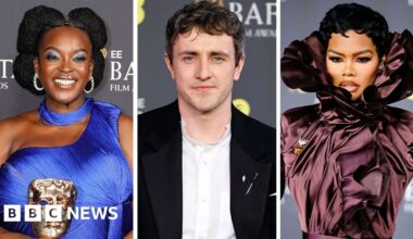 In pictures: Timothée Chalamet, Jessie Buckley and Leonardo DiCaprio among stars at Bafta Film Awards - BBC