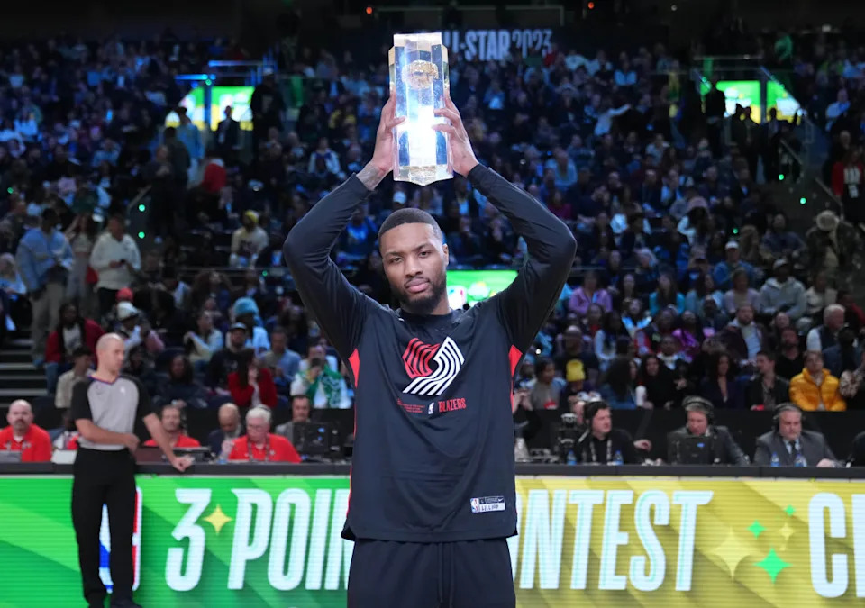 Portland Trailblazers guard Damian Lillard won the Three-Point Contest in 2023Kyle Terada-Imagn Images