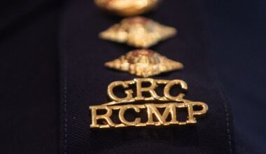An RCMP epaulette is seen in Edmonton, Wednesday, Feb. 5, 2025. THE CANADIAN PRESS/Jason Franson
