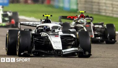 Fernando Alonso driving the 2026 Aston Martin during testing in Bahrain