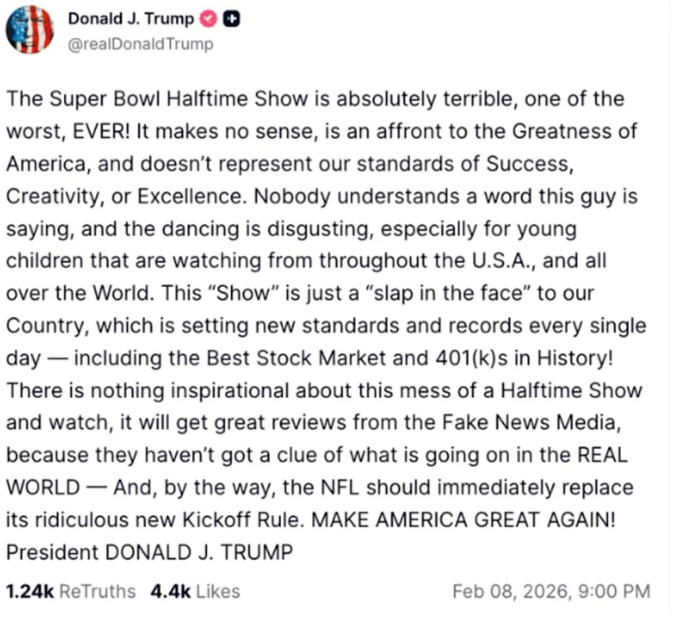 Credit: Donald J Trump/Truth Social