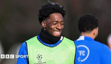 Axel Disasi smiling in Chelsea training