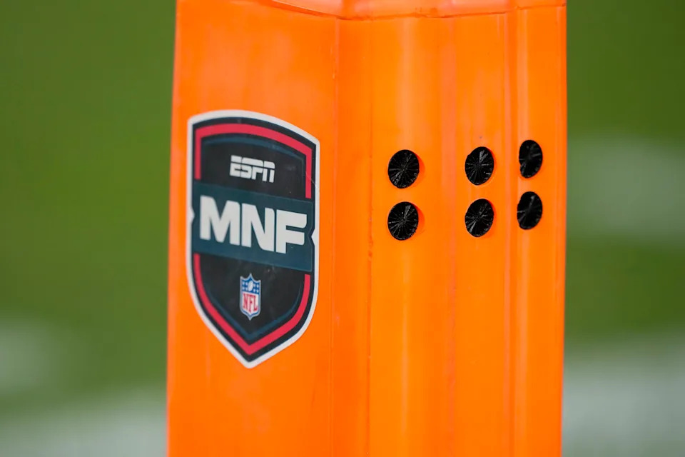 <p>General view of an ESPN Monday Night Football logo during the game between the Philadelphia Eagles and Green Bay Packers at Lambeau Field. Mandatory Credit: Jeff Hanisch-Imagn Images</p>