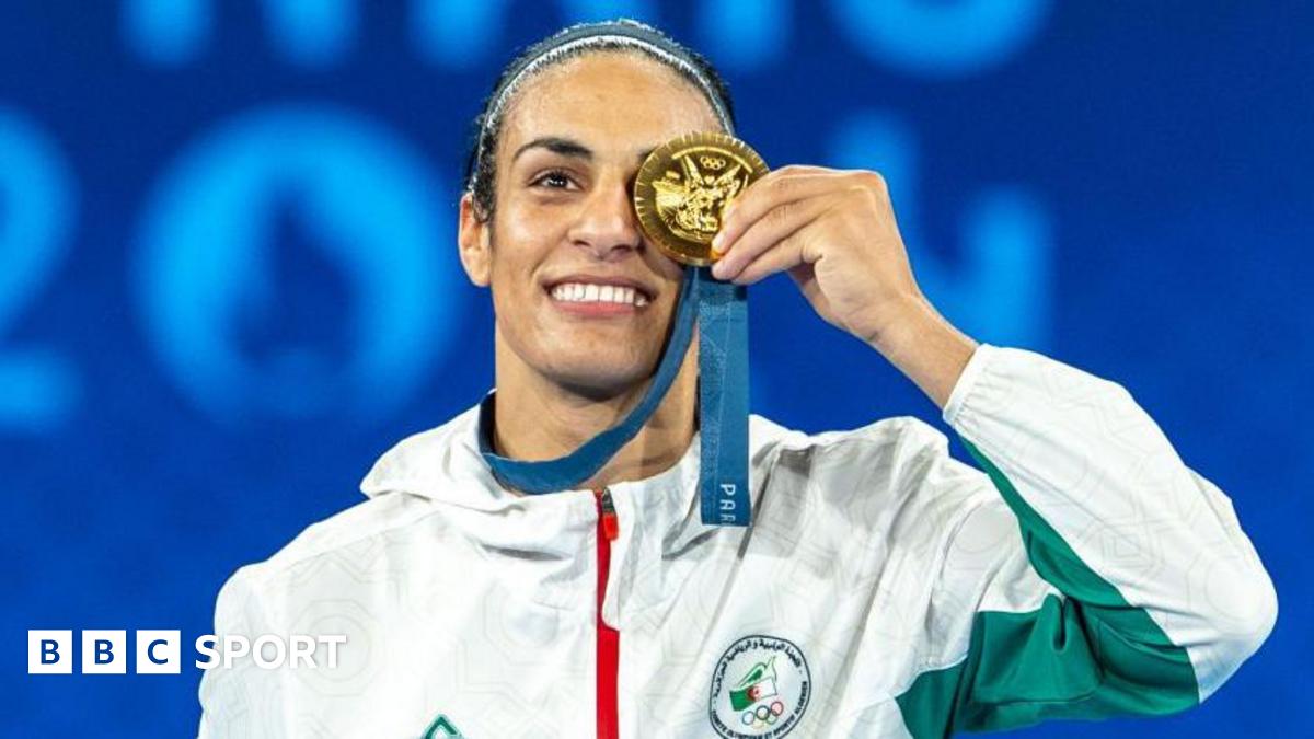 Boxer Imane Khelif of Team Algeria celebrates as she wins gold medal at the Olympic Games Paris 2024