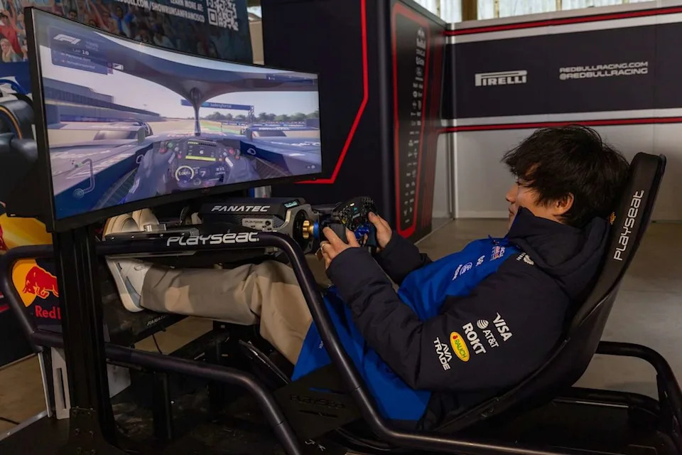 Red Bull's test and reserve driver Yuki Tsunoda prepares for the Red Bull Showrun on Friday, Feb. 20 in San Francisco. (Chris Partin/Special to SFGATE)