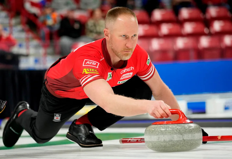 Curling - World Men's Curling Championship - Mosaic Place, Moose Jaw, Saskatchewan, Canada - April 6, 2025 Canada's Brad Jacobs in action during their bronze medal match against China REUTERS/Todd Korol