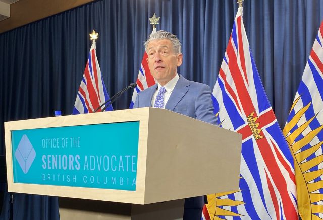 B.C. Seniors Advocate Dan Levitt speaks at news conference at the B.C. legislature in Victoria, B.C., on Wednesday, Dec. 11, 2024. THE CANADIAN PRESS/Dirk Meissner