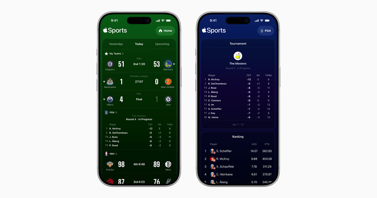 Apple Sports adds golf to its lineup