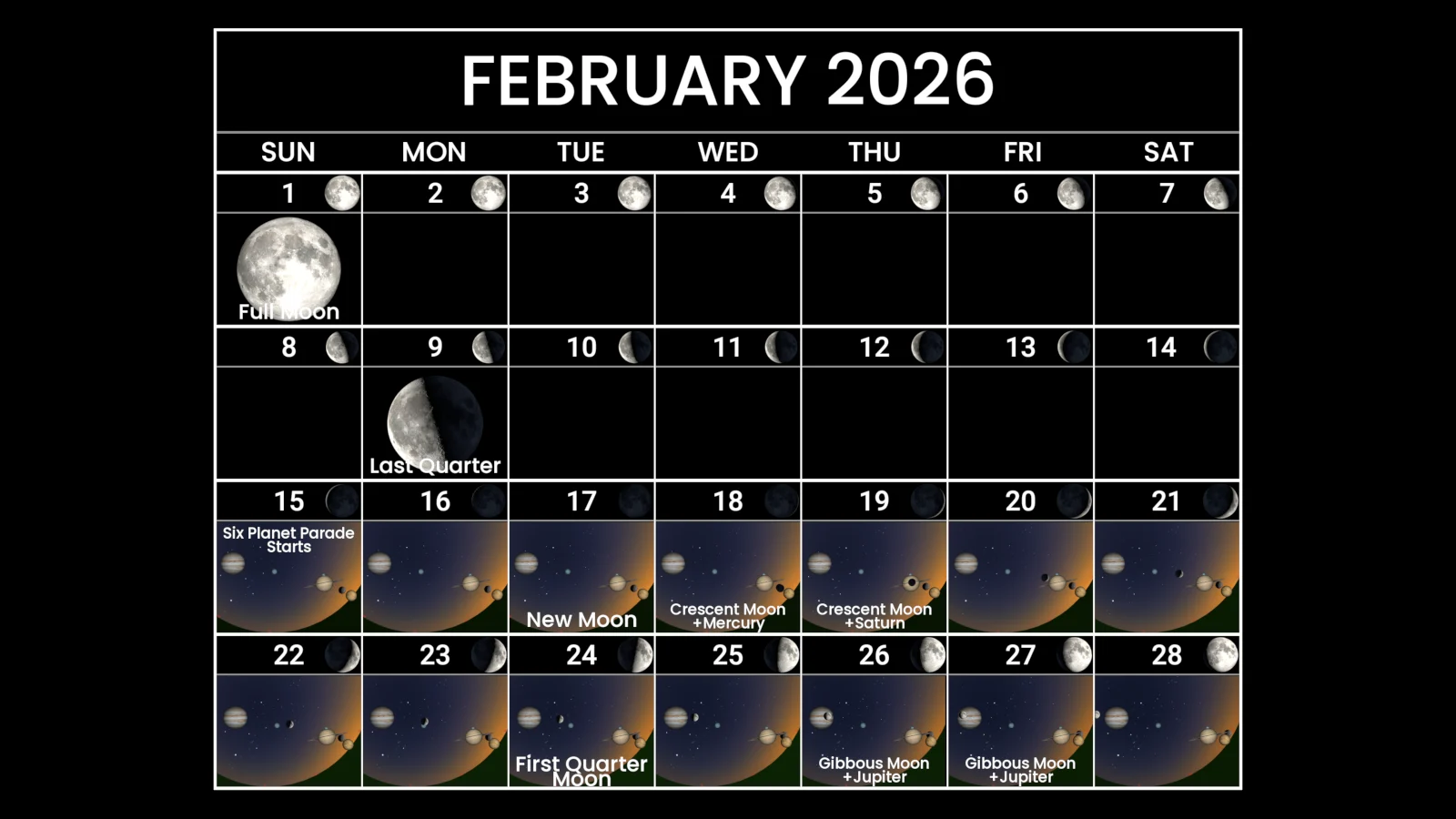 Astronomy Calendar - February 2026