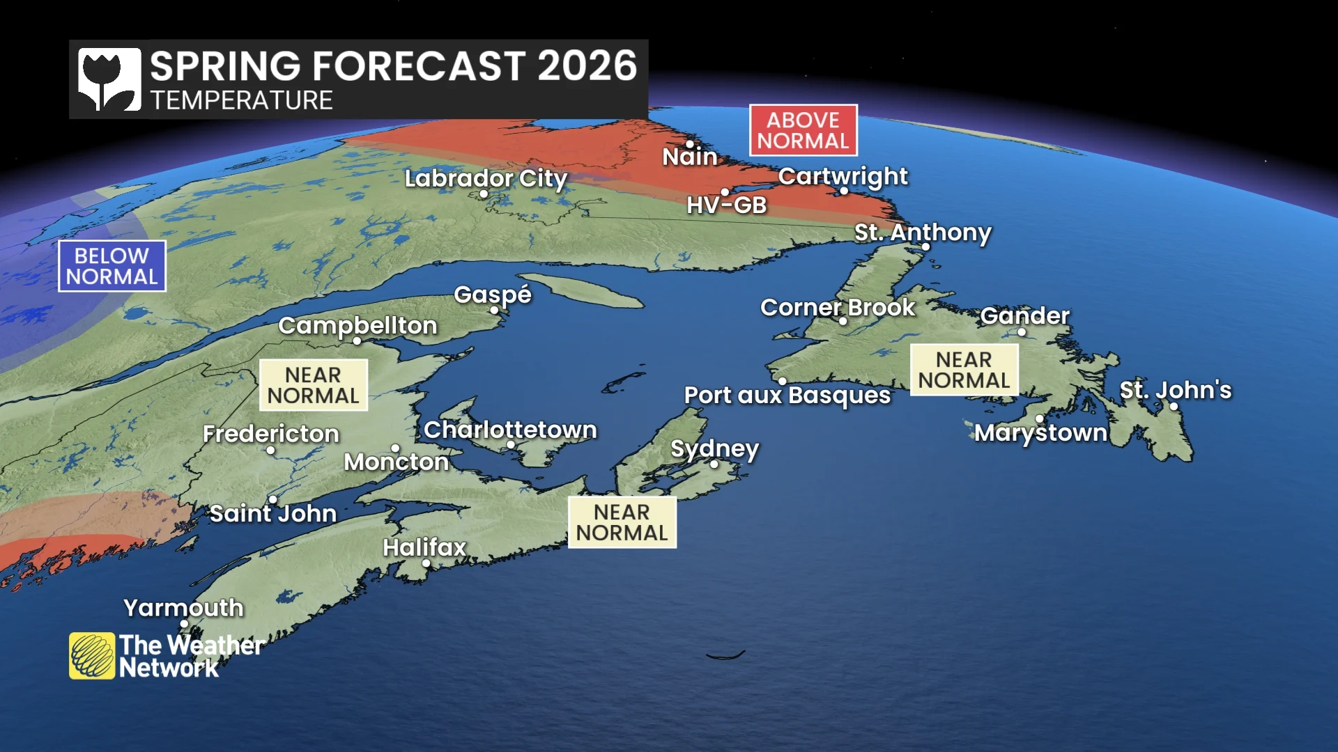 Baron - Atlantic Canada Spring Forecast temperature -2026