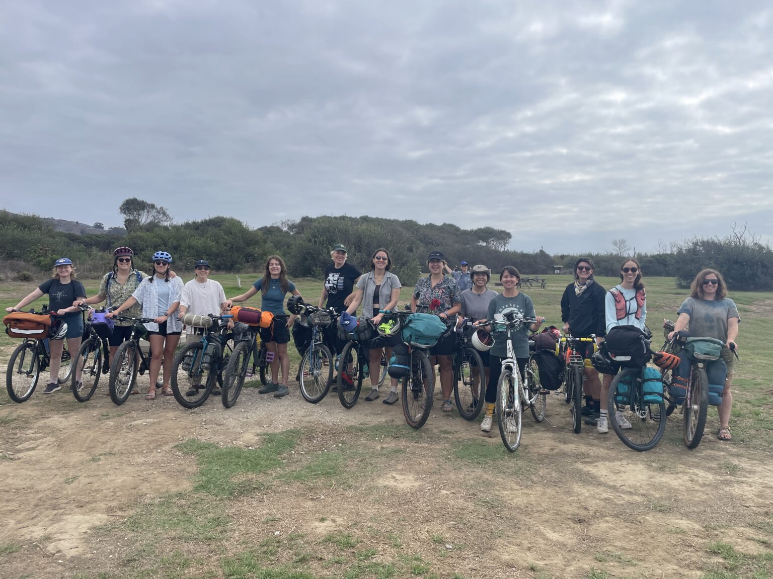 a group ready to go bikepacking